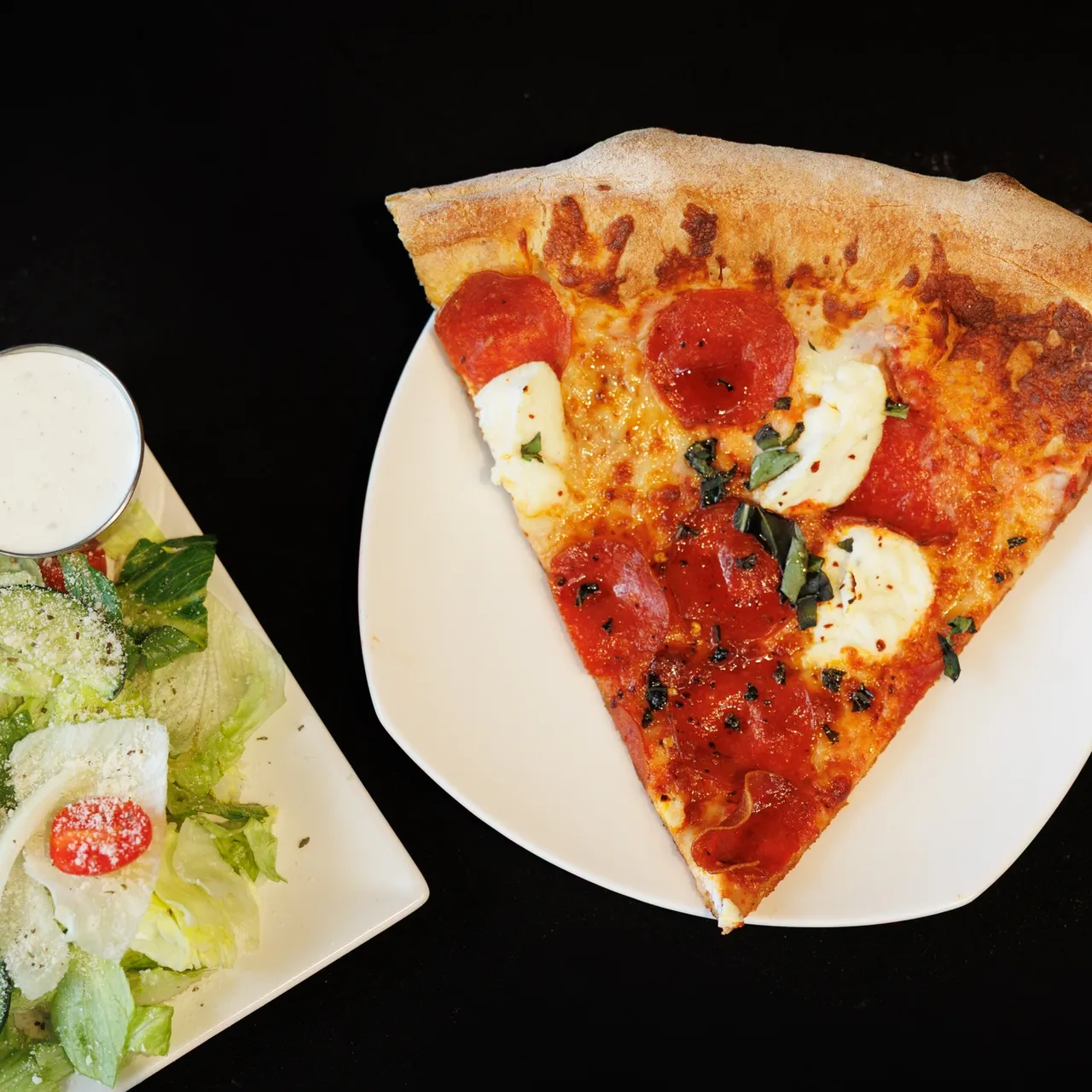 Sweet Heat NY style slice with side salad combo from Slice of The Burg